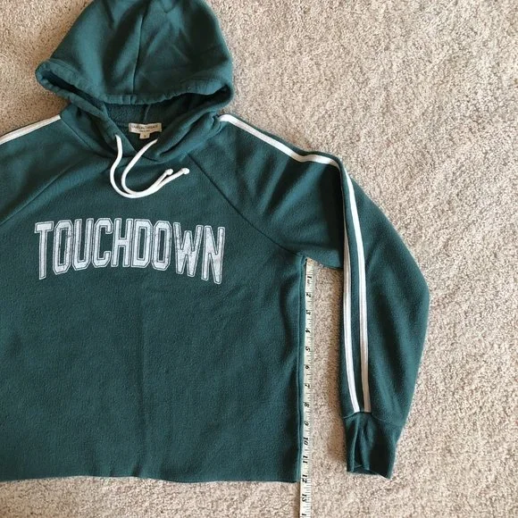 Grayson/Threads Soft Cropped Hoodie Green Long Sleeve Sweatshirt Top - Picture 11 of 12